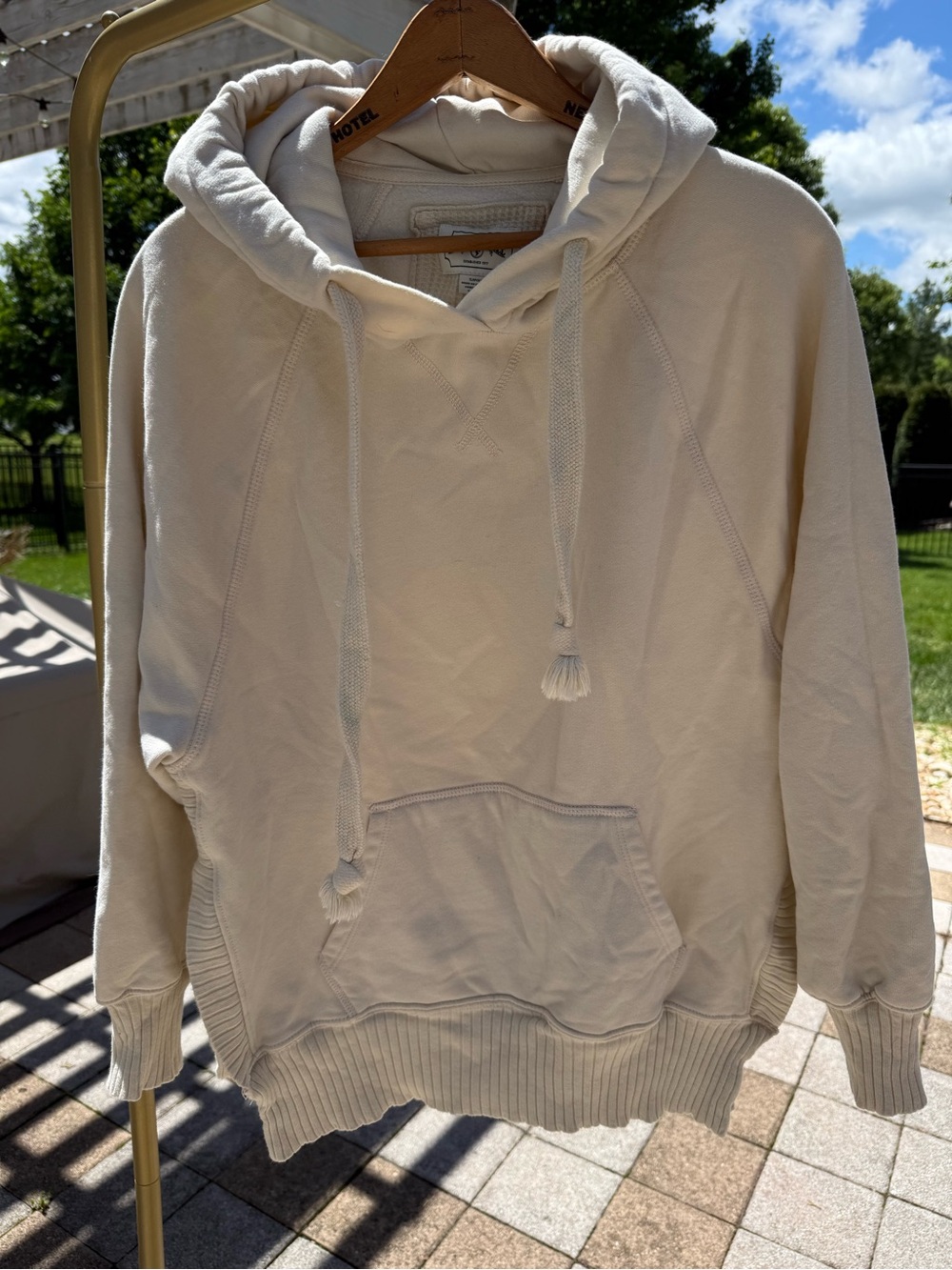 American Eagle Outfitters Cream Hooded Pullover